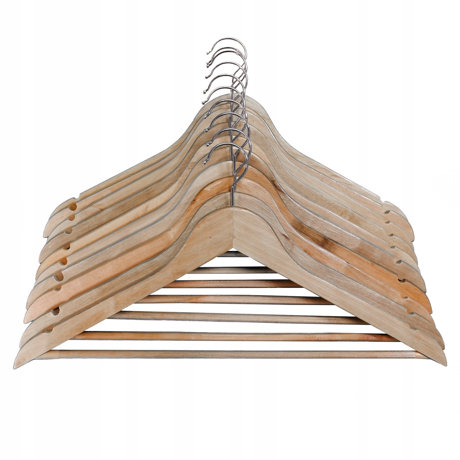 Set van 10 houten kledinghangers voor garderobe en kledingkast