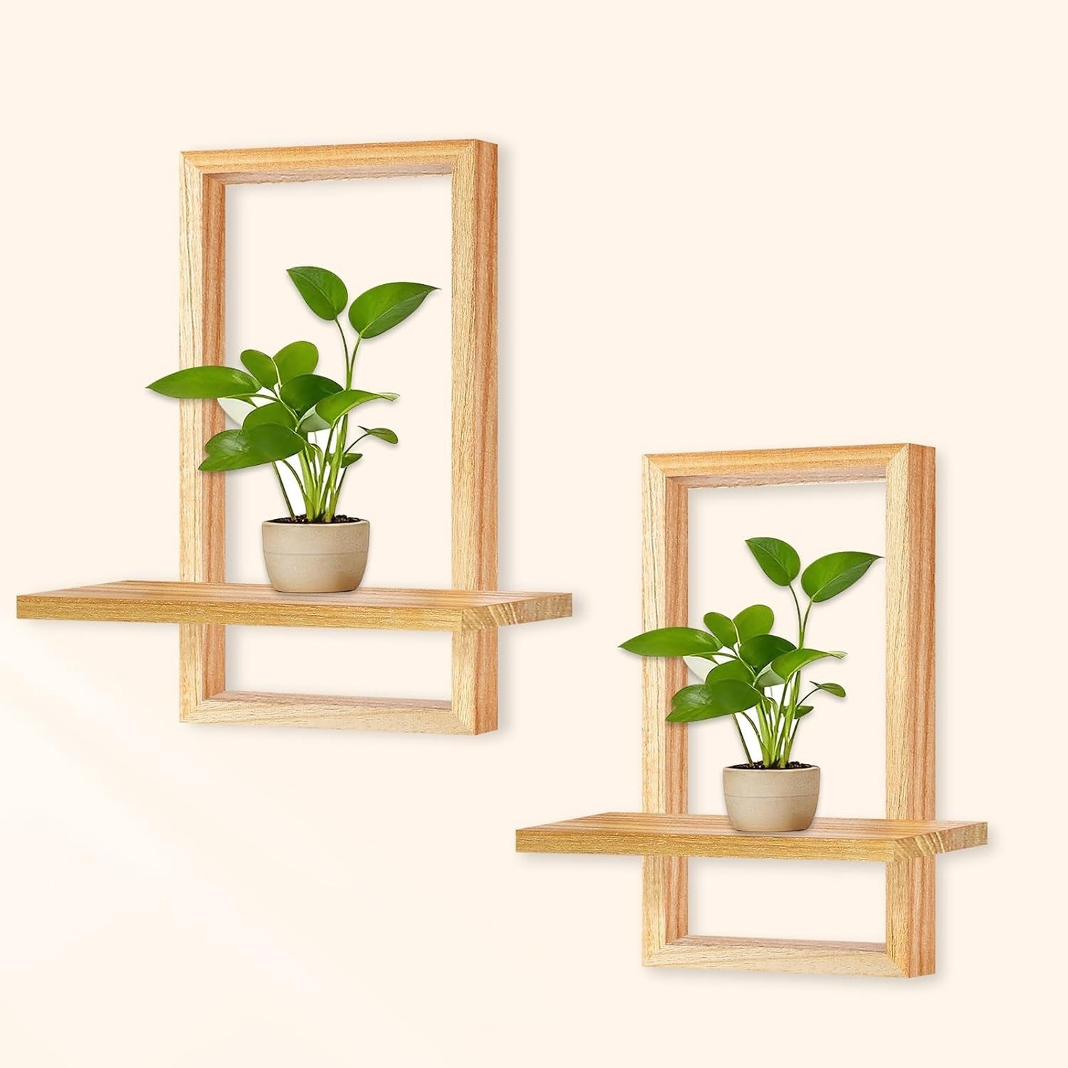 Houten Wandplanken voor Decoratie in Beige - Ideaal voor Opberging en Styling van Jouw Ruimte