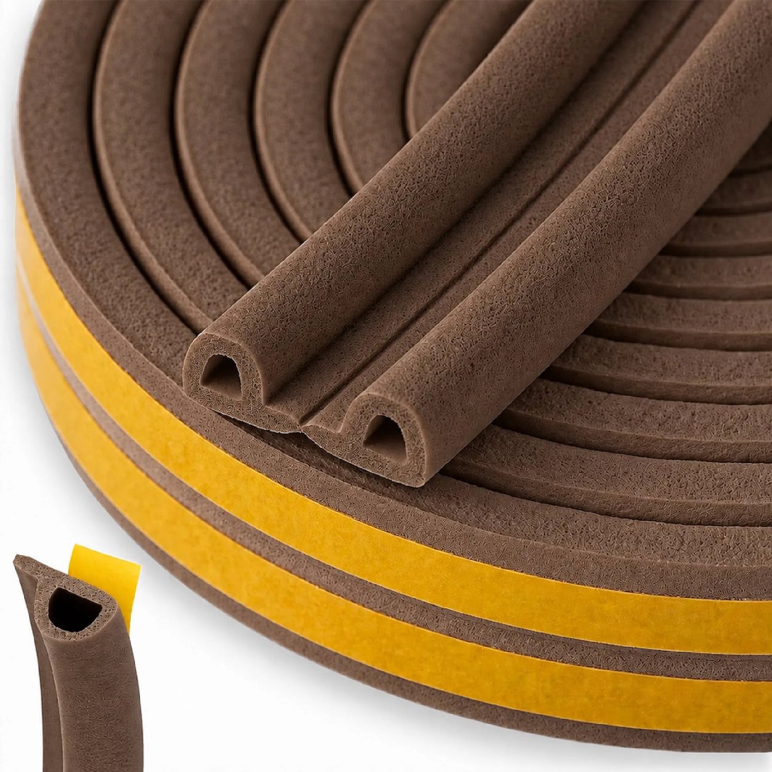 Keltin Zelfklevende EPDM afdichting P-profiel 9 x 5,5 mm bruin voor ramen, deuren en kozijnen - rol 100 m