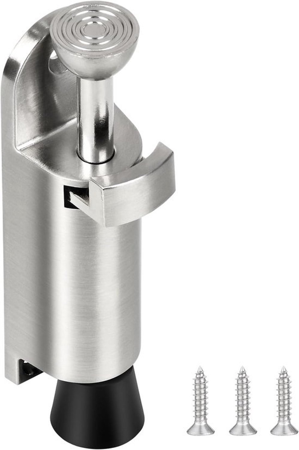 Deurstopper met kickdownmechanisme - Voor binnengebruik - 10.5 cm zilveren deurstopper - Van zinklegering met rubberen tip