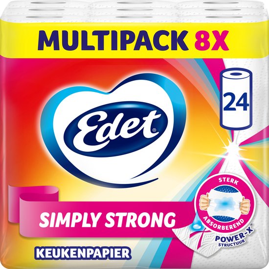 Edet multipack 8x keukepapier, 24 rollen, Simply Strong.