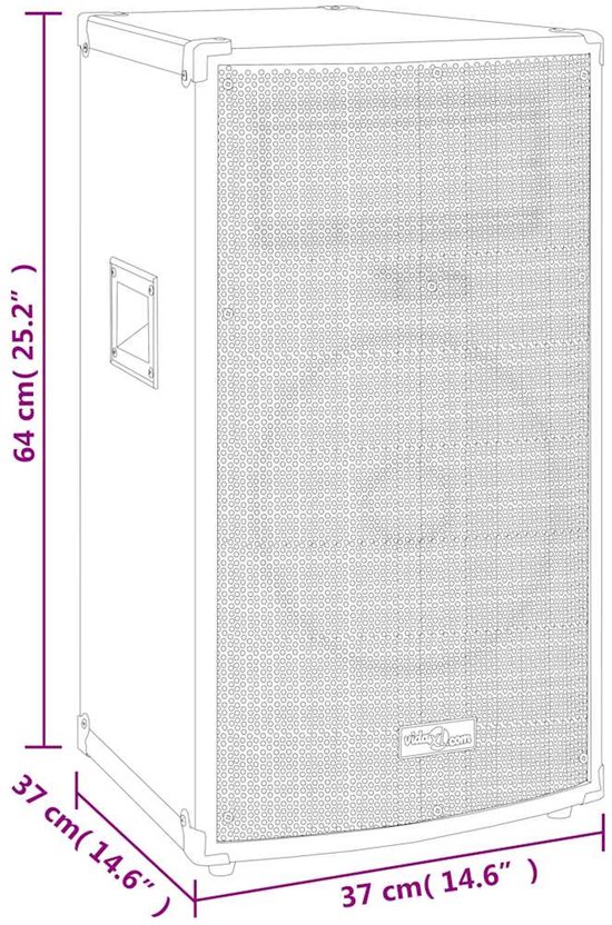 vidaXL - Hifi-podiumluidspreker - passief - 150 - W - 37x37x64 - cm - zwart — afbeelding 2