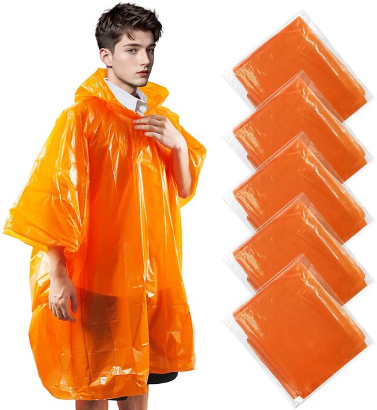 Famanu - Wegwerp-regenponcho - Bescherming tegen regen - 100% waterdicht en lichtgewicht - Transparant 10 stuks