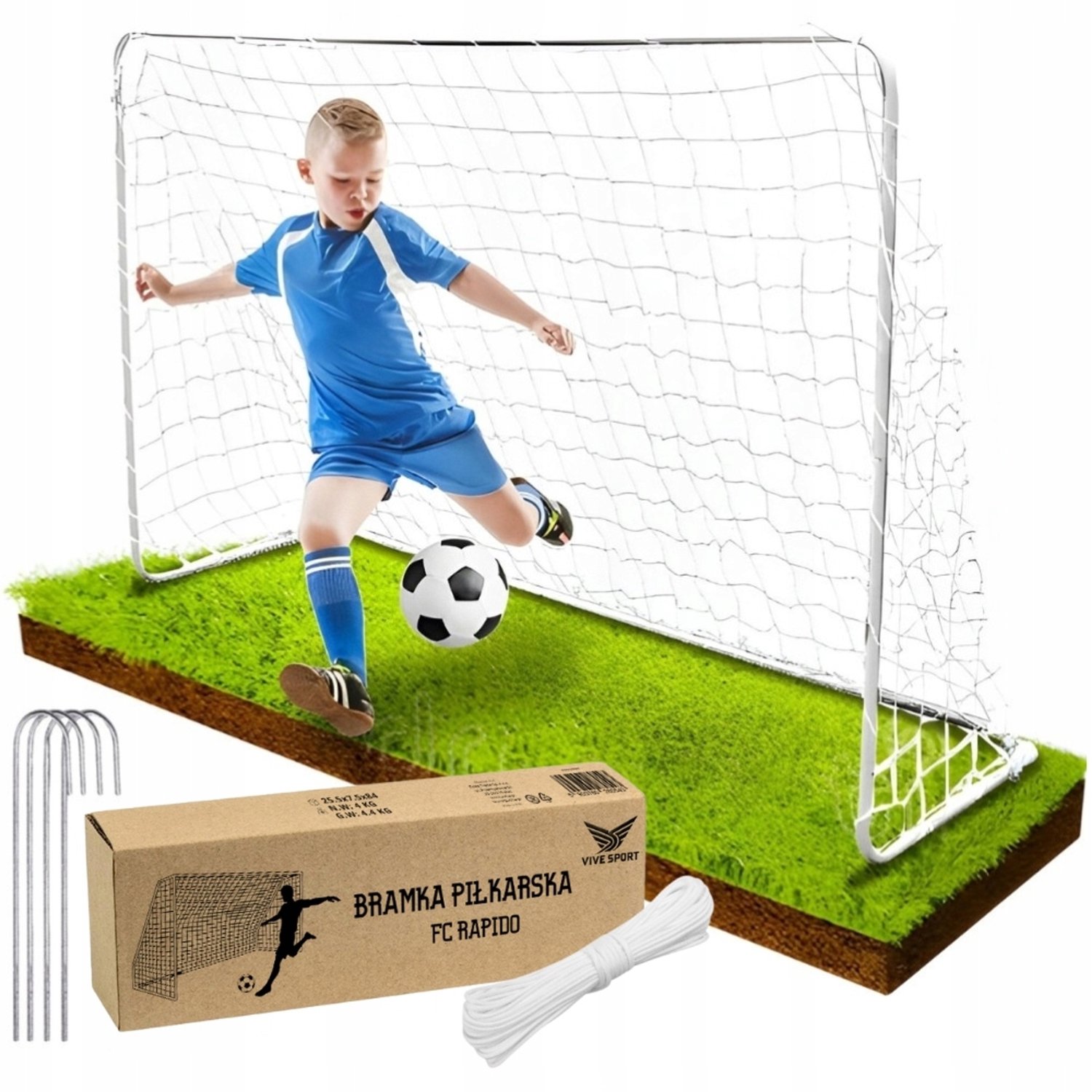 Grote Metalen Voetbaldoel voor Kinderen - 183x122x61cm