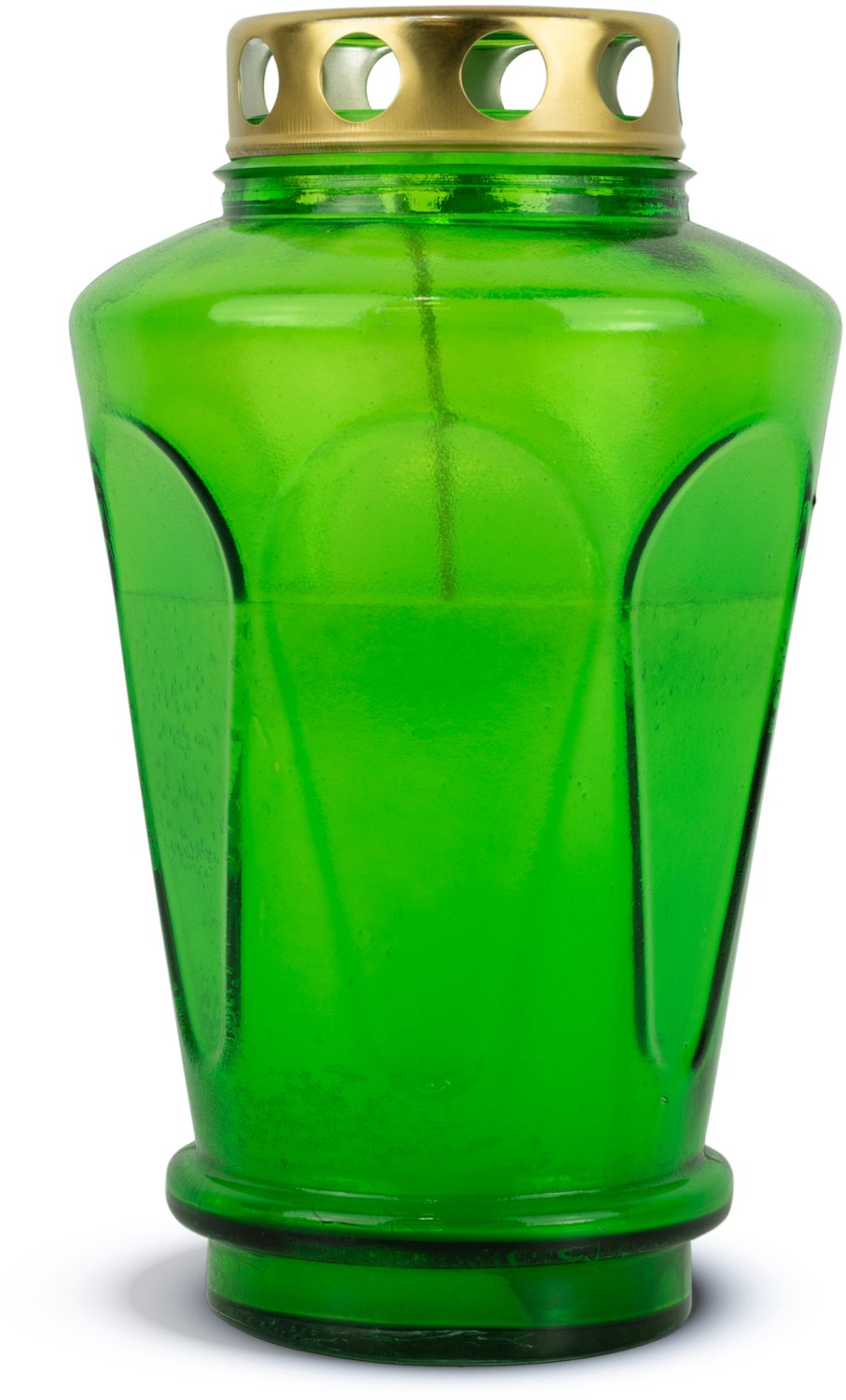 Grote Groene Glazen Znicz 21 cm met Metalen Kap DP19sL