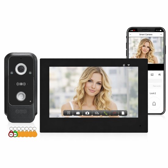 Video Deurbel Intercom - 7 Inch Touchscreen - 2-Draads Aansluiting - IP65 Buitenunit - Voor Woning En Kantoor — afbeelding 2