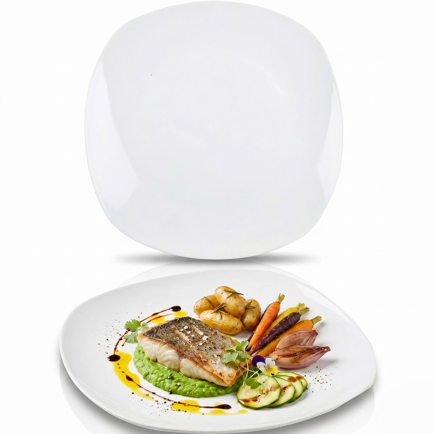 Festa Italia Bianco Porseleinen Dinerbord Vierkant 26cm Wit