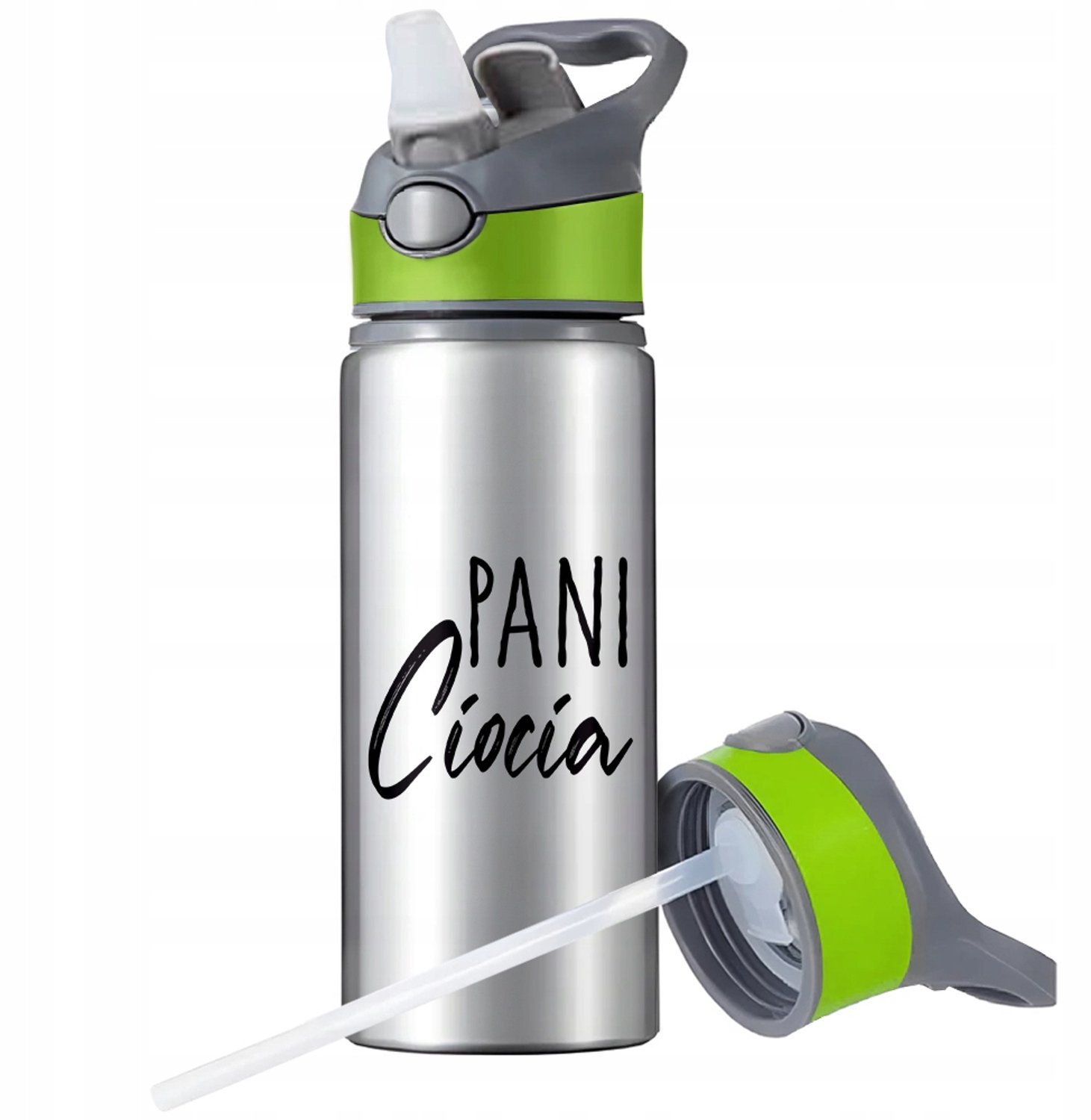 Aluminium Sport Bidon 650ml met Rietje en Handvat - Merkloos