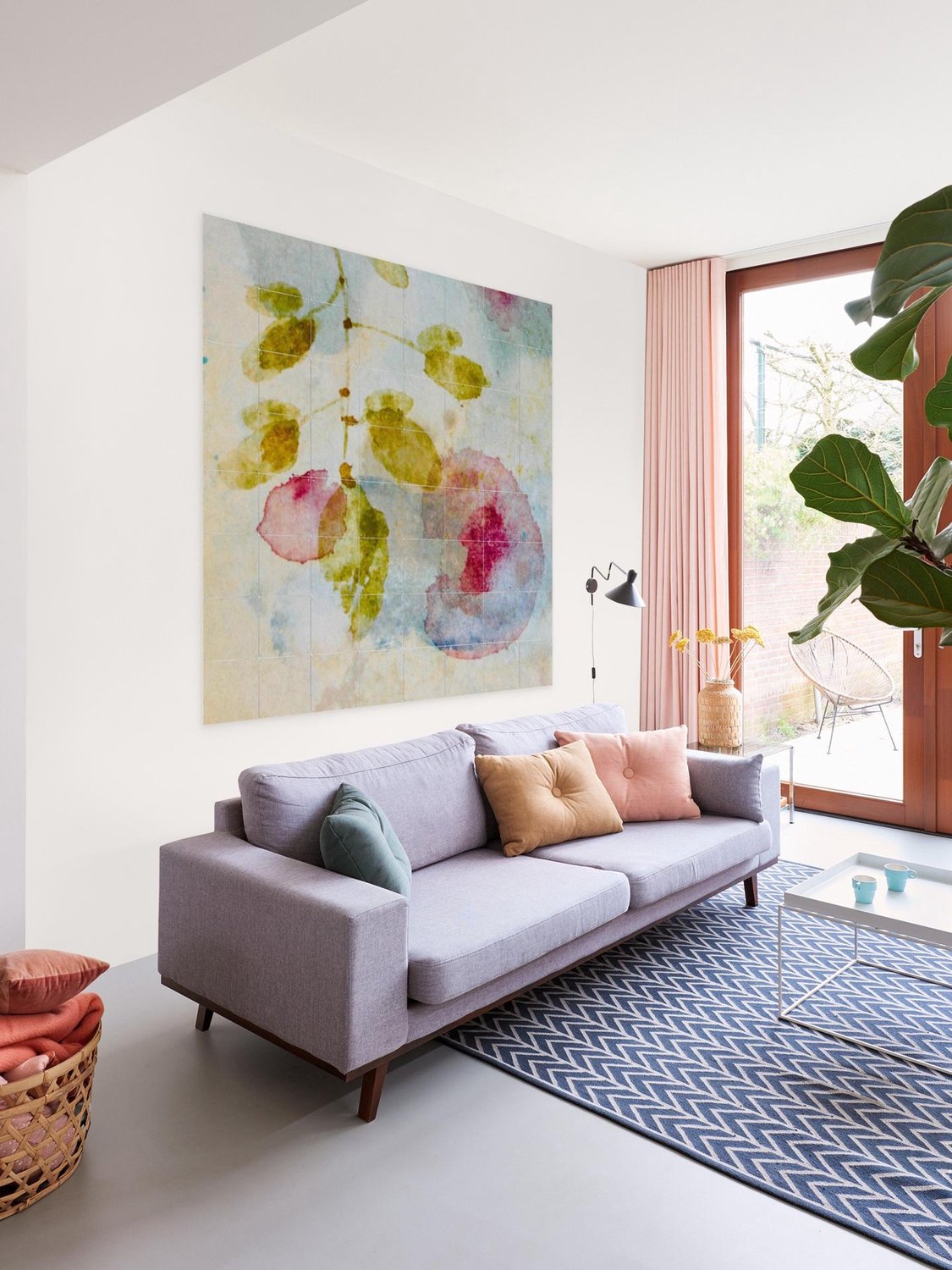 IXXI Just Love, RAR Kramer - 80 x 80 cm - Grote wanddecoratie en posters - Aquarel, Abstract, Gemengde Technieken, Slaapkamer, Woonkamer, Gang Blauw / Roze / Groen