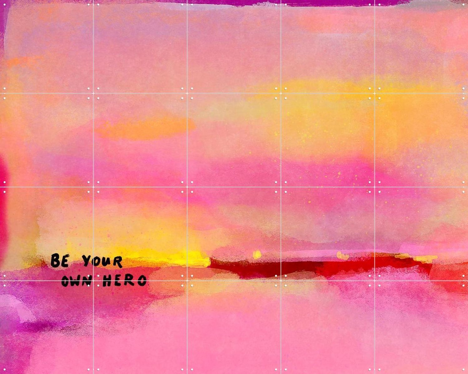 IXXI Be Your Own Hero, Raissa Oltmanns - 100 x 80 cm - Grote wanddecoratie en posters - Modern, Abstract, Aquarel, Kleurrijk, Slaapkamer, Woonkamer Roze / Geel