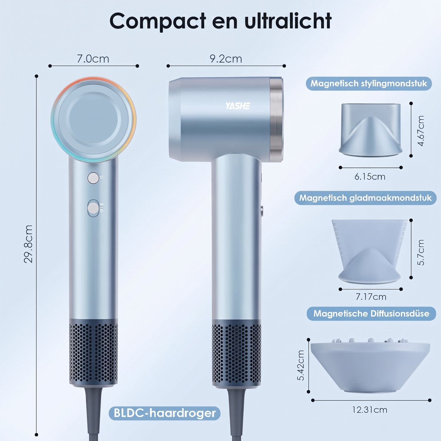 Haardroger - Ionentechnologie - krachtige borstelloze motor - 110.000 RPM - Blow Dryer - Kappersfohn