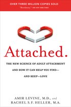Boek "Attached.". De nieuwe wetenschap van volwassen hechting en hoe het u kan helpen liefde te vinden en te behouden. Magnetische hartvorm boven de titel.