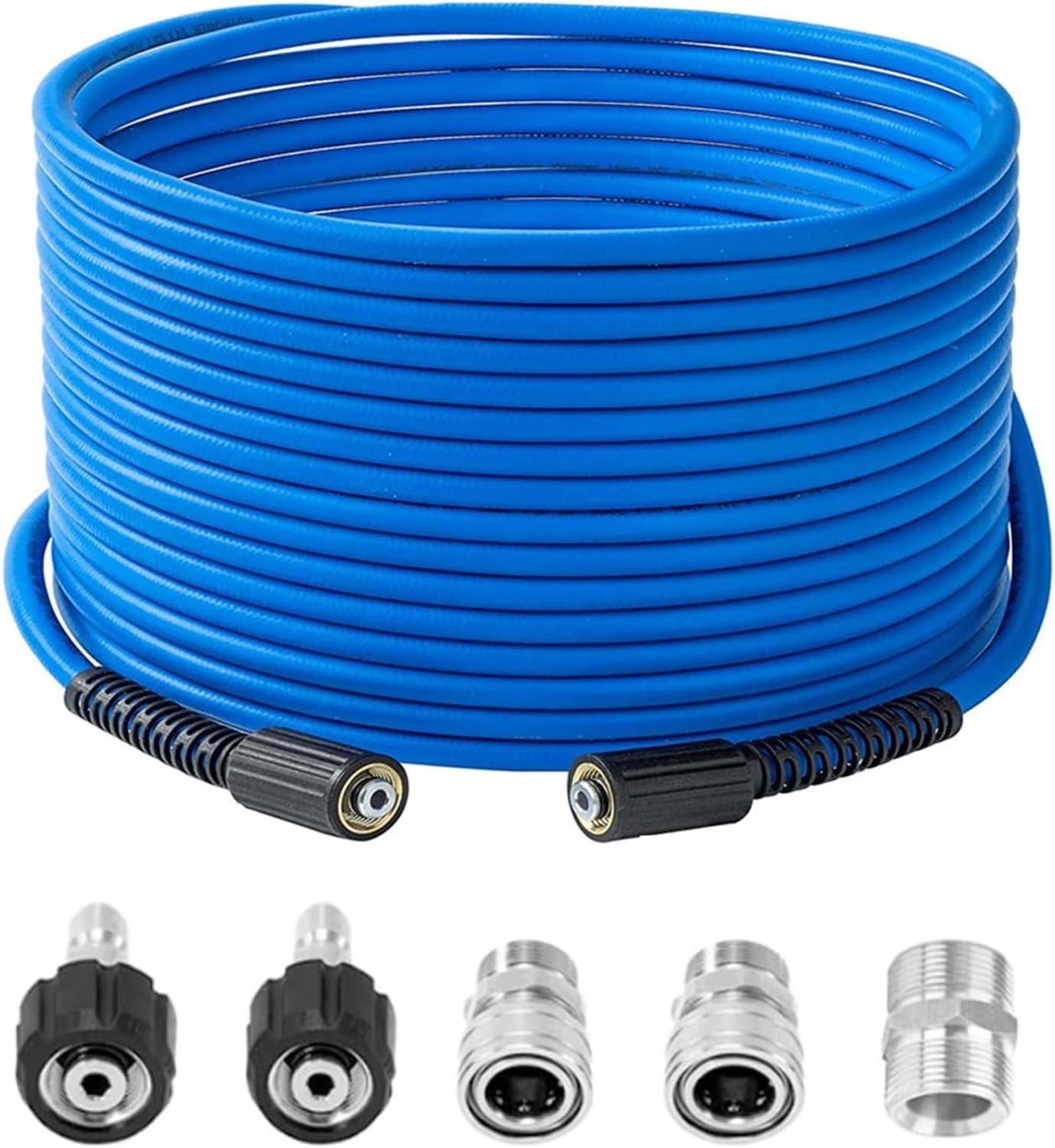 Hogedrukslang 1/4 inch M22 3600 PSI 15 m met 5 Snelle Aansluitingen voor Hogedrukreiniger en Tuinonderhoud