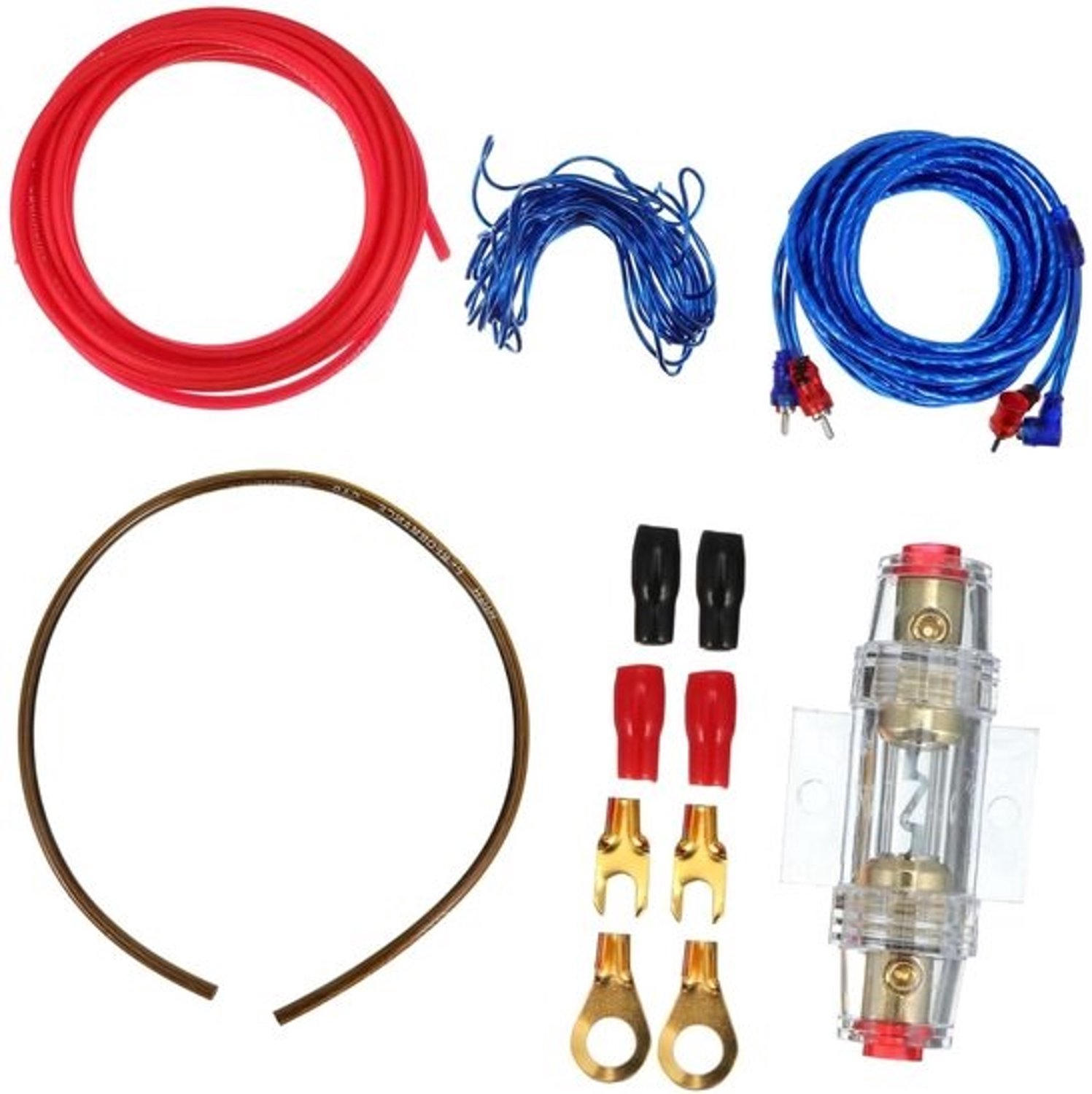 Versterkerbedradingskit - Audiokabelset - Upgrade voor autoaudio - Antistoringsstekker - Kabels van 4.5 m - Diverse kleuren