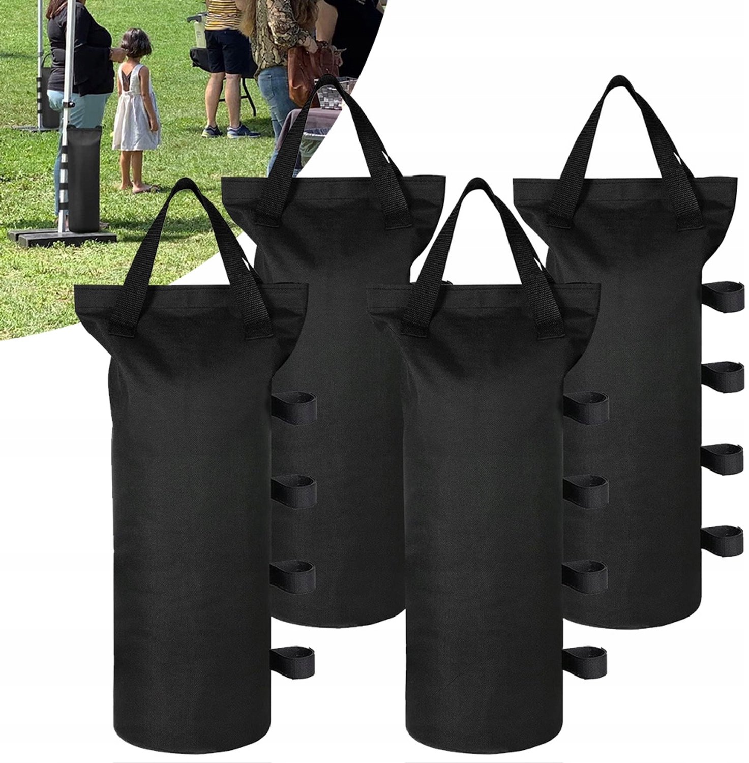 4x Zandzakken Ballast voor Tenten & Paviljoens - Zwart, 1680D PVC