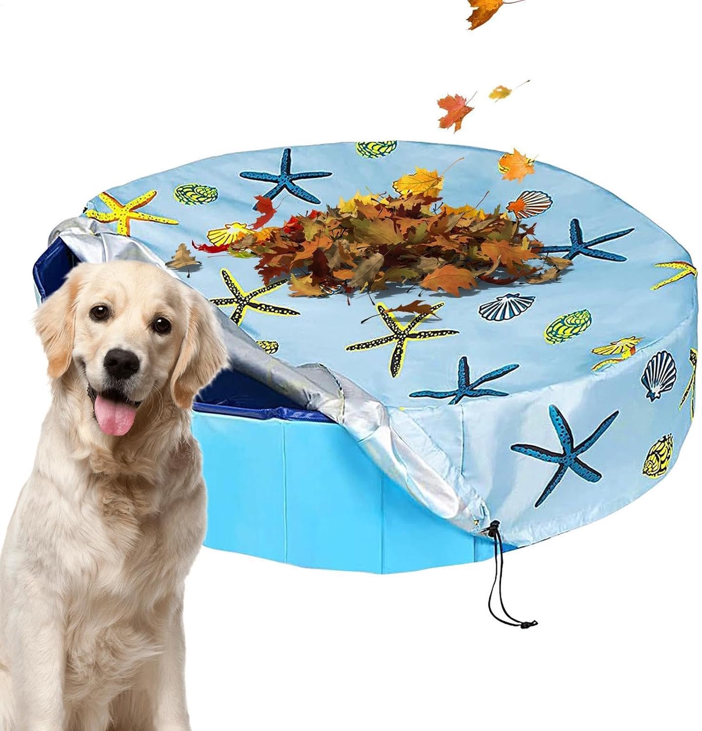 Ronde zwembadafdekking - Waterdichte opvouwbare beschermer - ronde hondenzwembadafdekking - 122*30cm - voor zomer, buiten, hot tub, achtertuin, tuin, thuis, vakantie, zwembad, terras - blauw