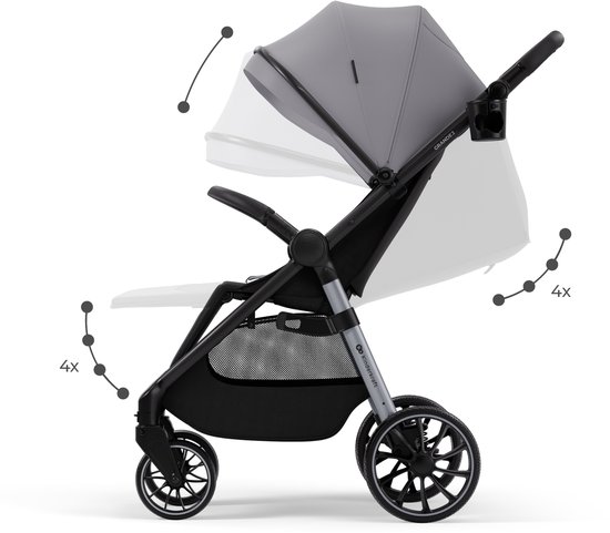 Kinderkraft GRANDE 2 Buggy - ruime zitting soepele rugleuningverstelling bekerhouder inbegrepen - Grijs van Merkloos — afbeelding 4