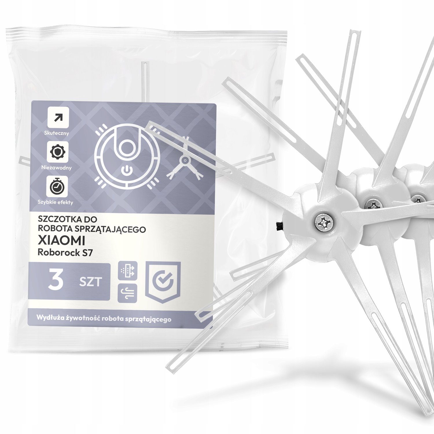 3x Zijborstel voor Xiaomi Roborock S7 Robotstofzuiger