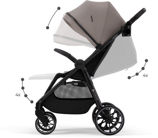 Kinderkraft GRANDE 2 Buggy - grote geveerde wielen CLICK&FOLD eenhandig inklappen vlakke ligpositie - Beige van Merkloos — afbeelding 4
