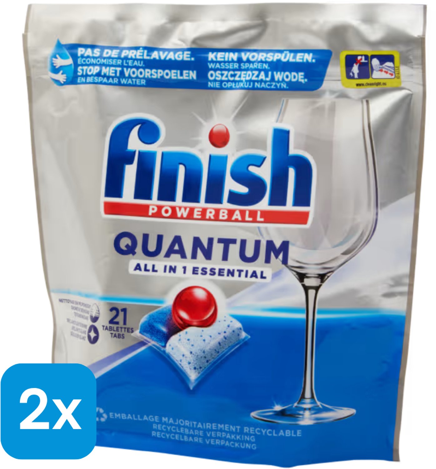 2x 21 Stuks Finish Powerball All in 1 Essential vaatwastabletten Quantum