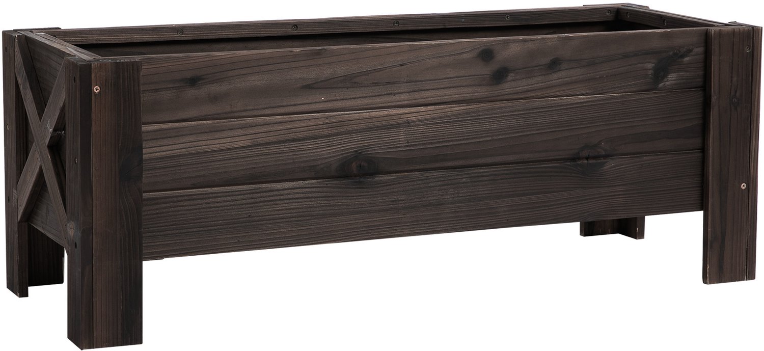 Outsunny tuinbed van hout, 100x36x36 cm, bruin.