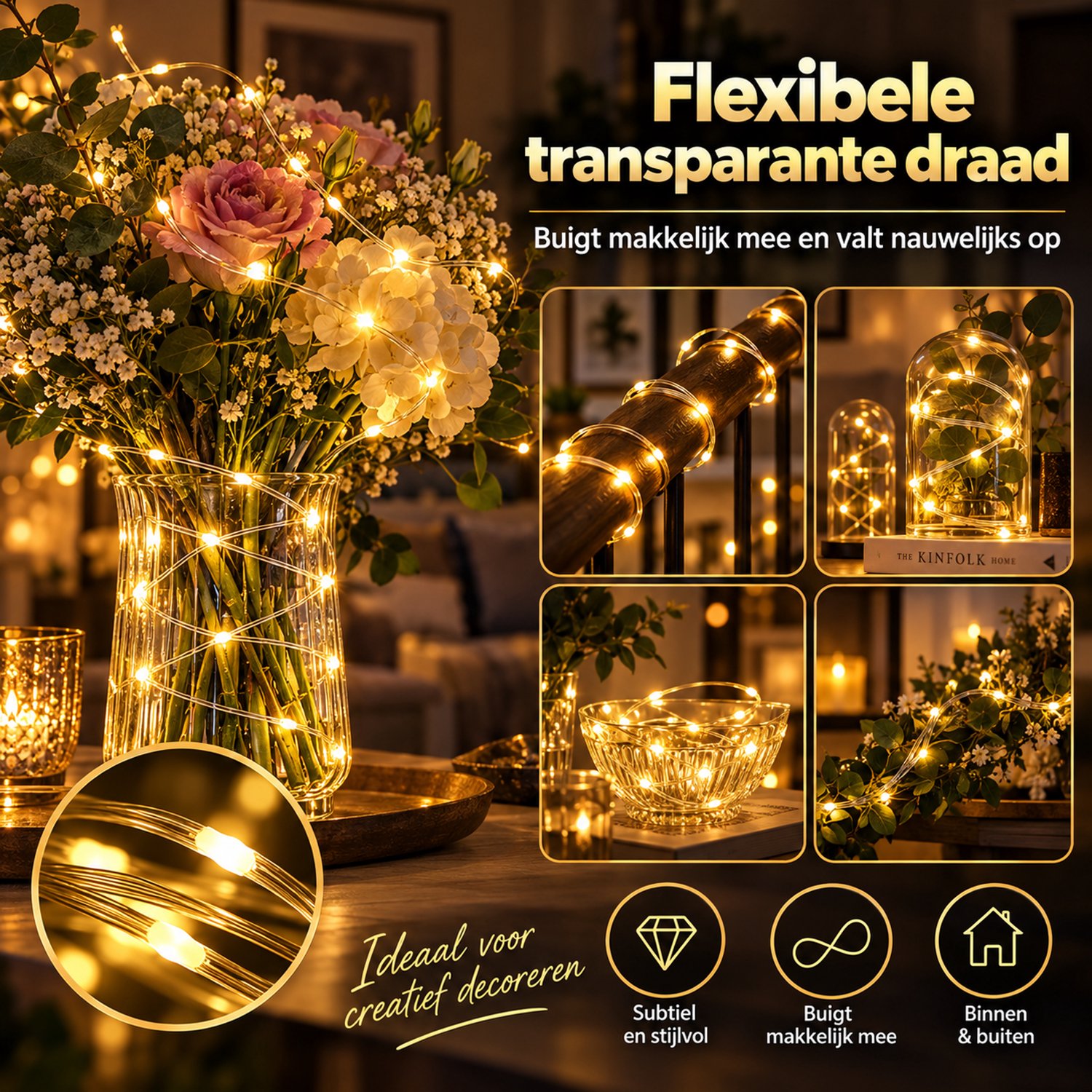 MUPOO Lichtsnoer Buiten 100M 800 LEDs - Lichtslinger Buiten met 8 Lichtstanden & Geheugenfunctie - Kerstverlichting Buiten - Tuinverlichting & Kerstboomverlichting voor Grote Tuin, Gevel en Kerst - Warm Wit - 1 Stuk – foto 5