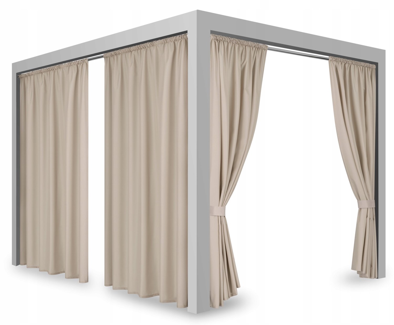 Waterdichte Tuindoek Gordijn 150x250cm - Beige, Inclusief Bindband