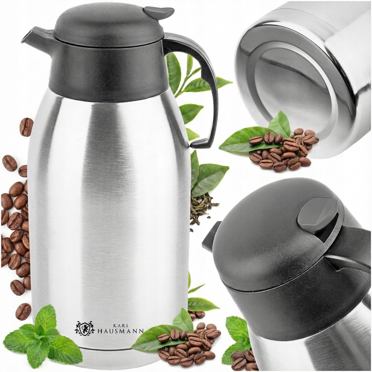 RVS Thermoskan 2L voor Warme & Koude Dranken - Koffie & Thee