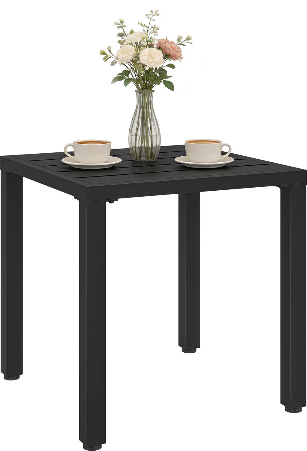 Outsunny bijzettafel voor op het terras - Metaal, kunststof - 45 x 45 x 45,5 cm - Zwart