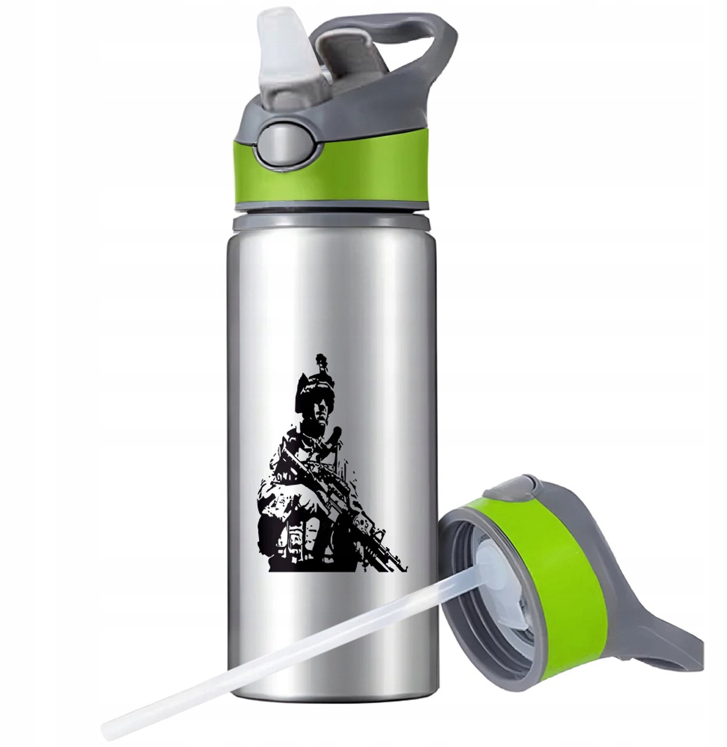 Aluminium Sport Bidon 650ml met Rietje en Handvat - Ideaal voor Outdoor & Fitness