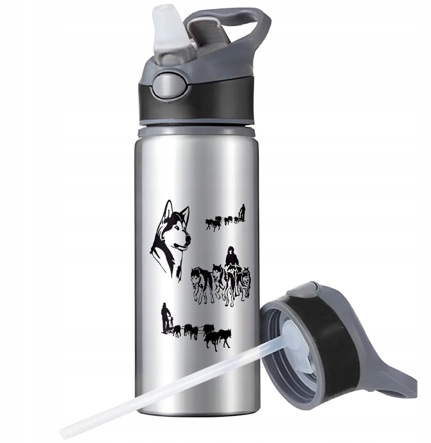 Sport Bidon 650ml Aluminium met Rietje en Handvat