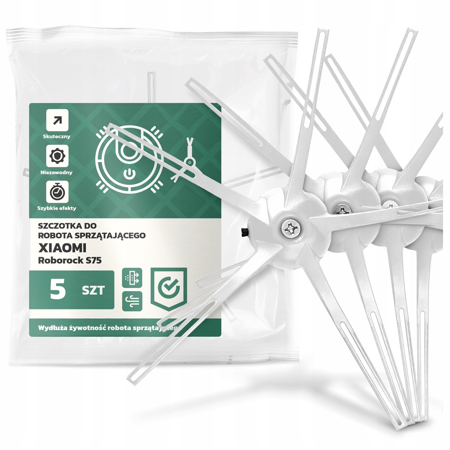 5x Zijborstel voor Xiaomi Roborock S75 Robotstofzuiger