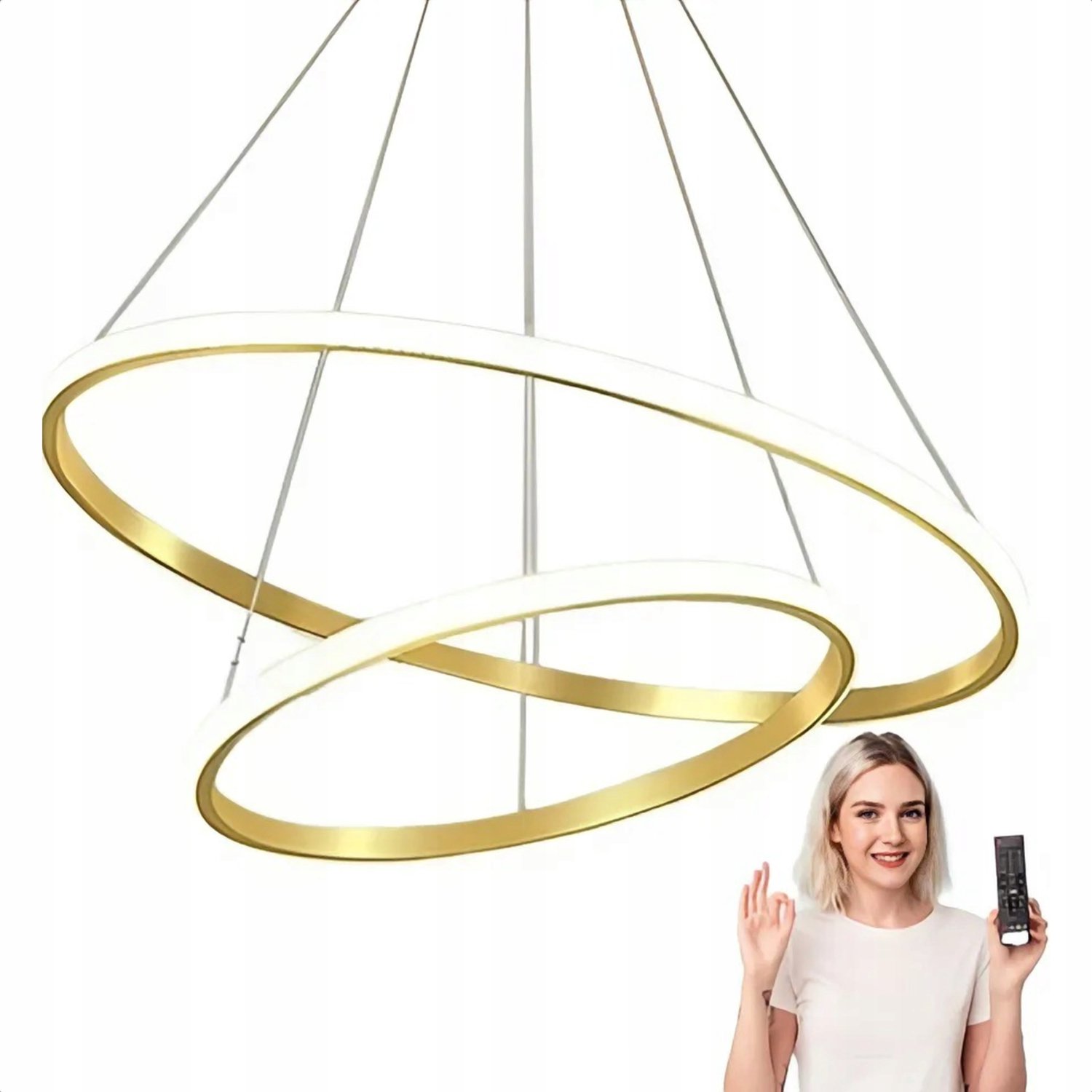 Merkloze Gouden LED Plafondlamp 60cm met Afstandsbediening, 3 Kleuren
