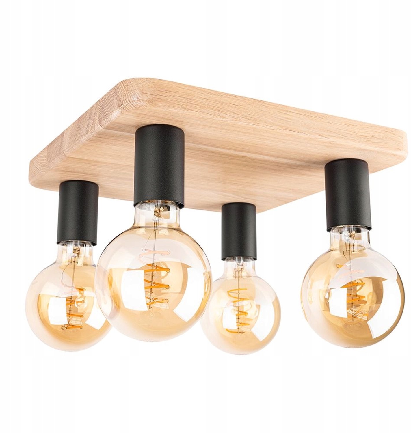 Merkloze Houten Plafondlamp E27 Vierkant - Verstelbaar