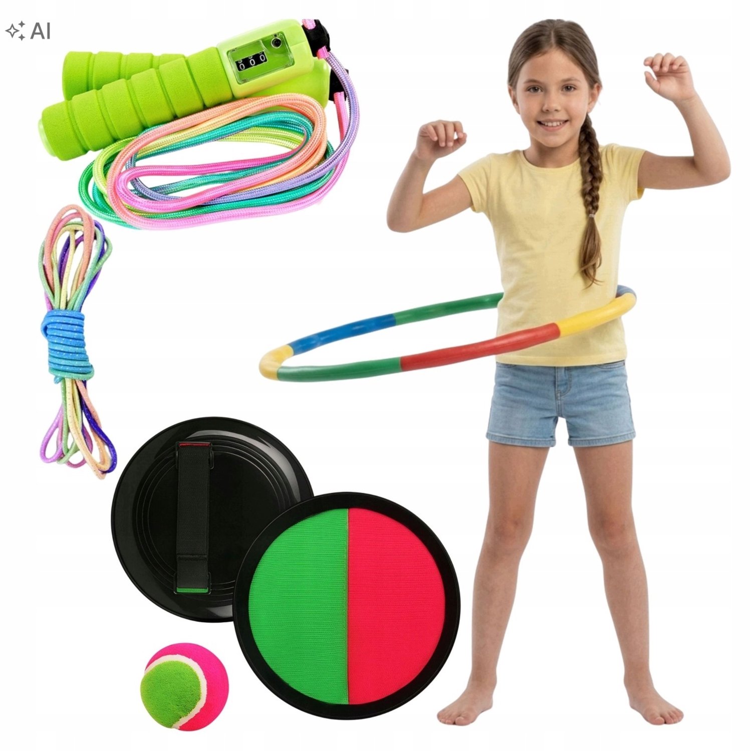 Actieve Speelset: Springtouw met teller, Hula Hoop, Springtouw & Catch Ball