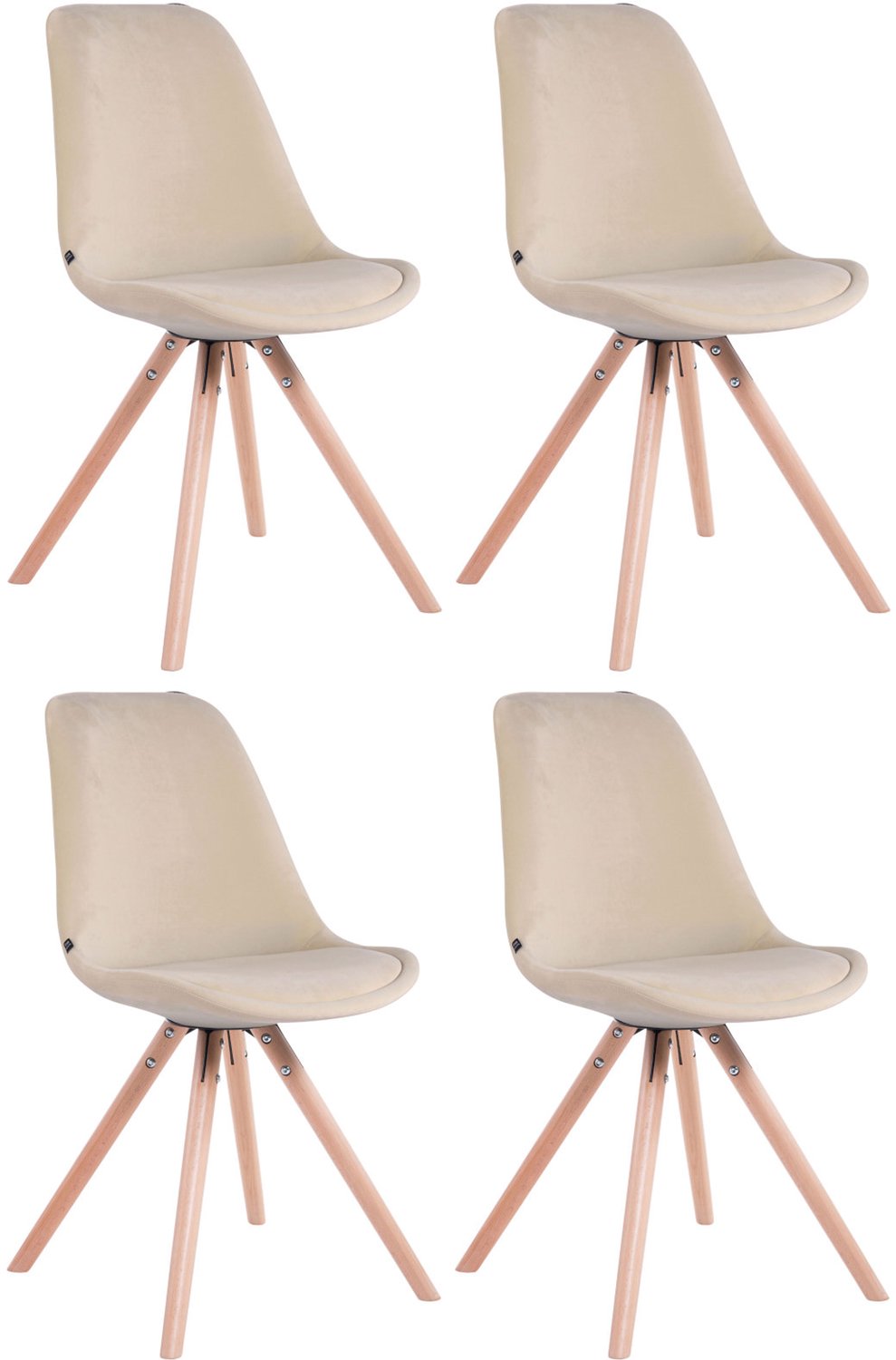 Luxe Comfort Milano 0116 stoelen (set van 4) - fluweel - crème creme