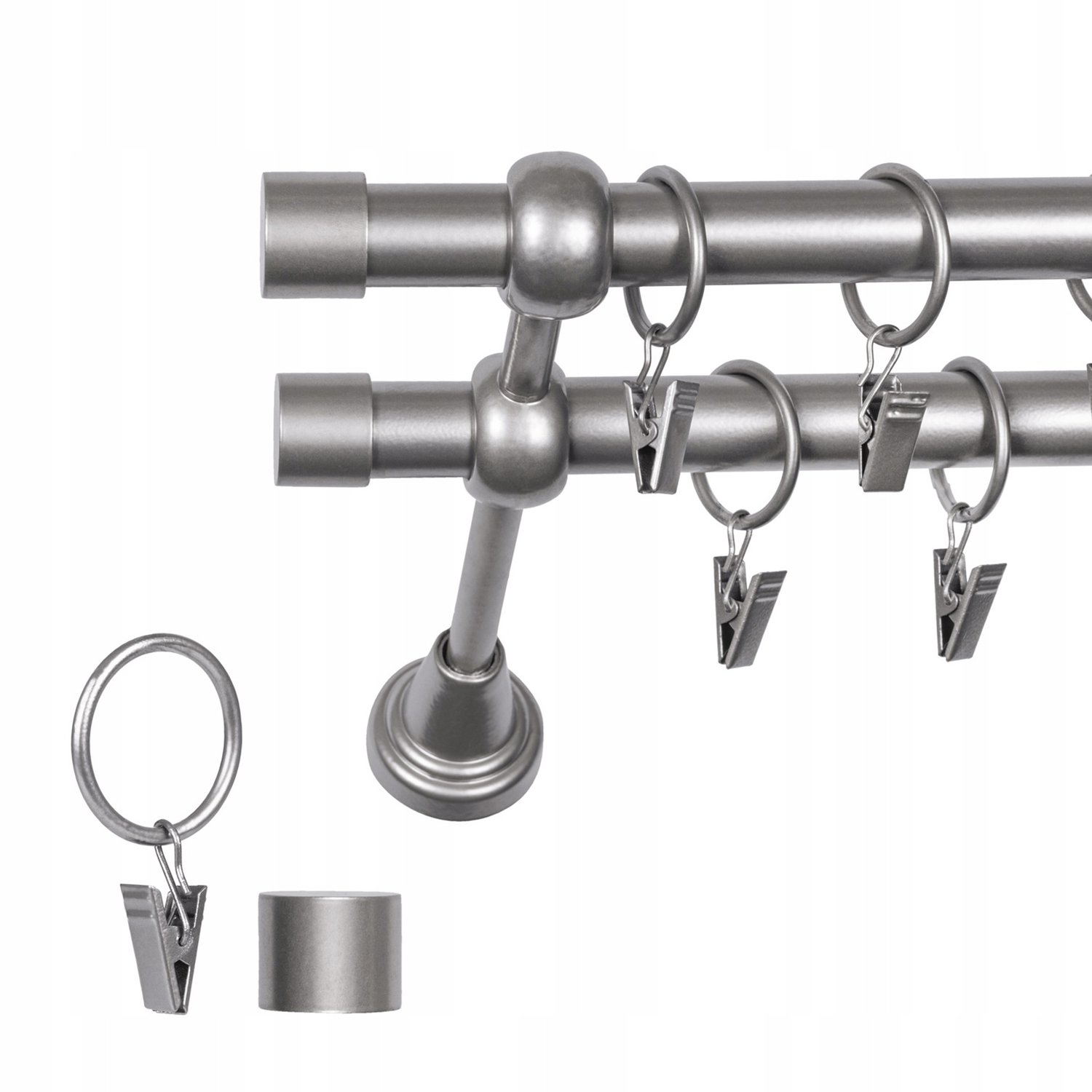 Dubbele Metalen Gordijnstang 320 cm Zwart Fi 19mm