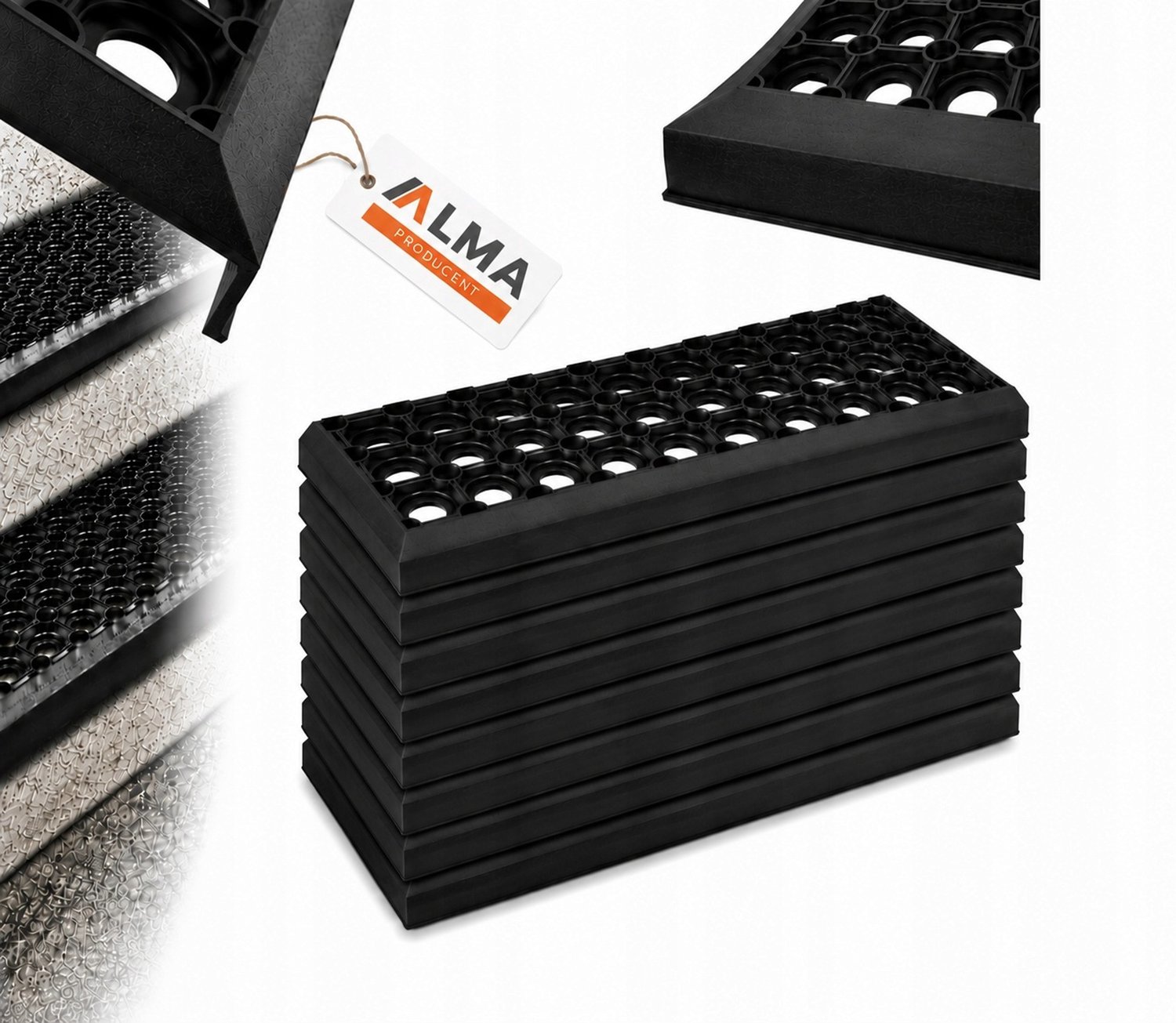 8x Antislip Rubber Trapleuning Matten - 25x75cm - Merkloos