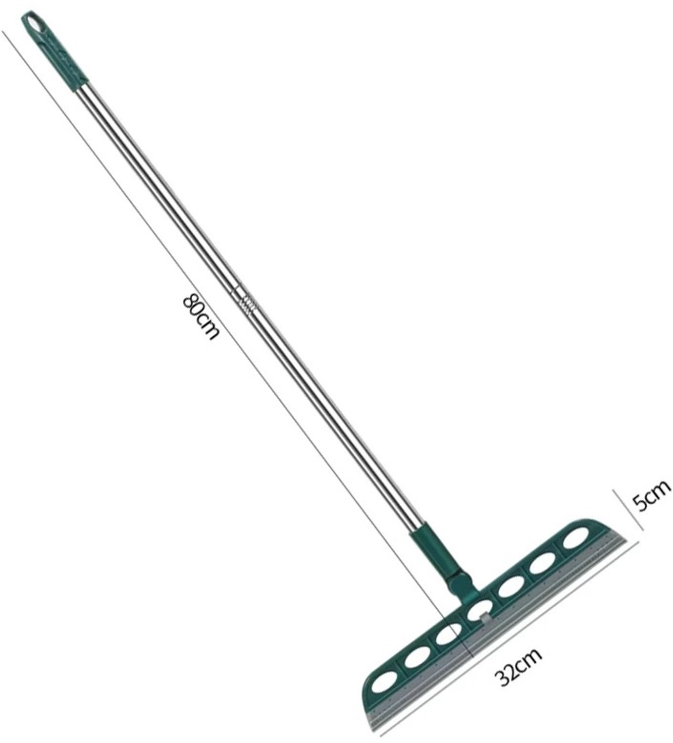Tremeo Rubberen Vloertrekker met Steel - Vloerwisser - Vloermop - 180° draaibare kop - 80cm - Voor Nat en Droog gebruik - Groen