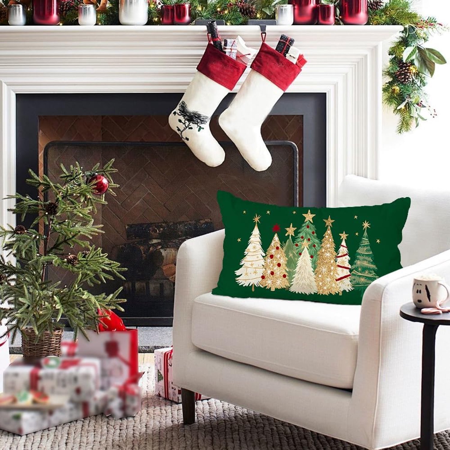 2stuks- Kerst kussenslopen - kussenhoesjes - kussenhoes kerst - kussenhoes 30x50 cm - kussensloop kerst - kerst kussensloop - kerstdecoratie voor binnen - Sierkussenhoes - kerstdecoratie woonkamer - Kusseninzetstuk niet inbegrepen,Groen – foto 4