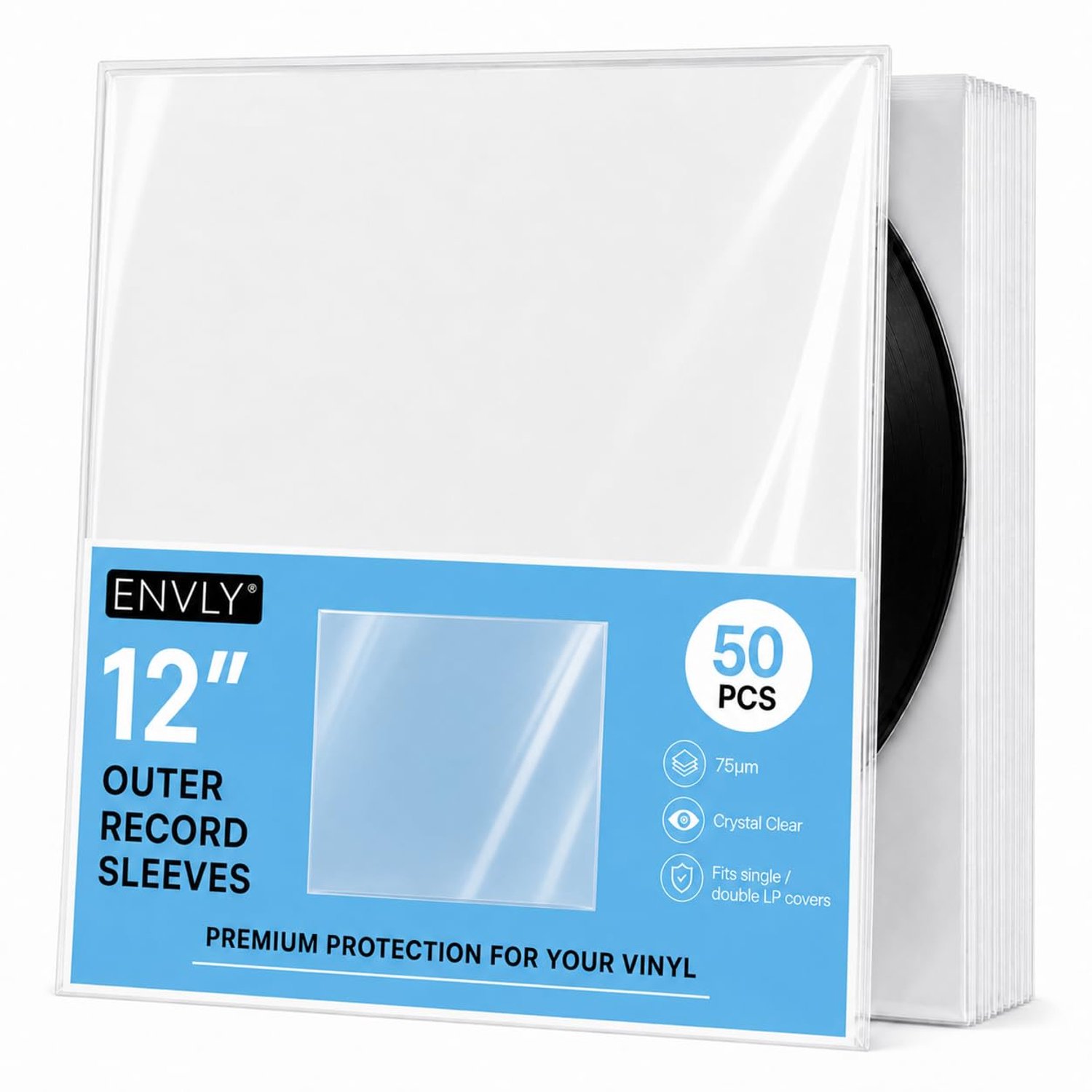 Platenhoezen Buitenhoezen 50 Stuks | 12 Inch LP Beschermhoezen | 75µm Transparante Vinyl Sleeves | Voor Single en Dubbele LP’s