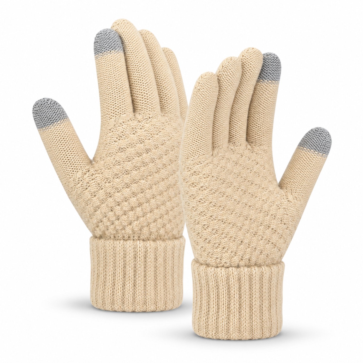 MoodLux Touchscreen Winter Handschoenen - 100% Zachte Acryl - Winddicht - Waterafstotend - Comfortabel One Size - Dames & Heren - Perfecte Pasvorm - Beige