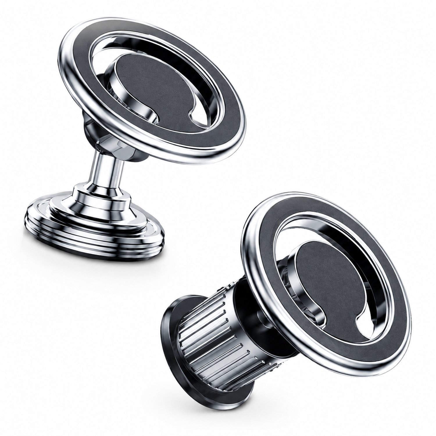 telefoonhouders auto magnetische metalen telefoonhouder voor dashboard met plakbevestiging en ventilatierooster tweevoudige uitvoering zilver