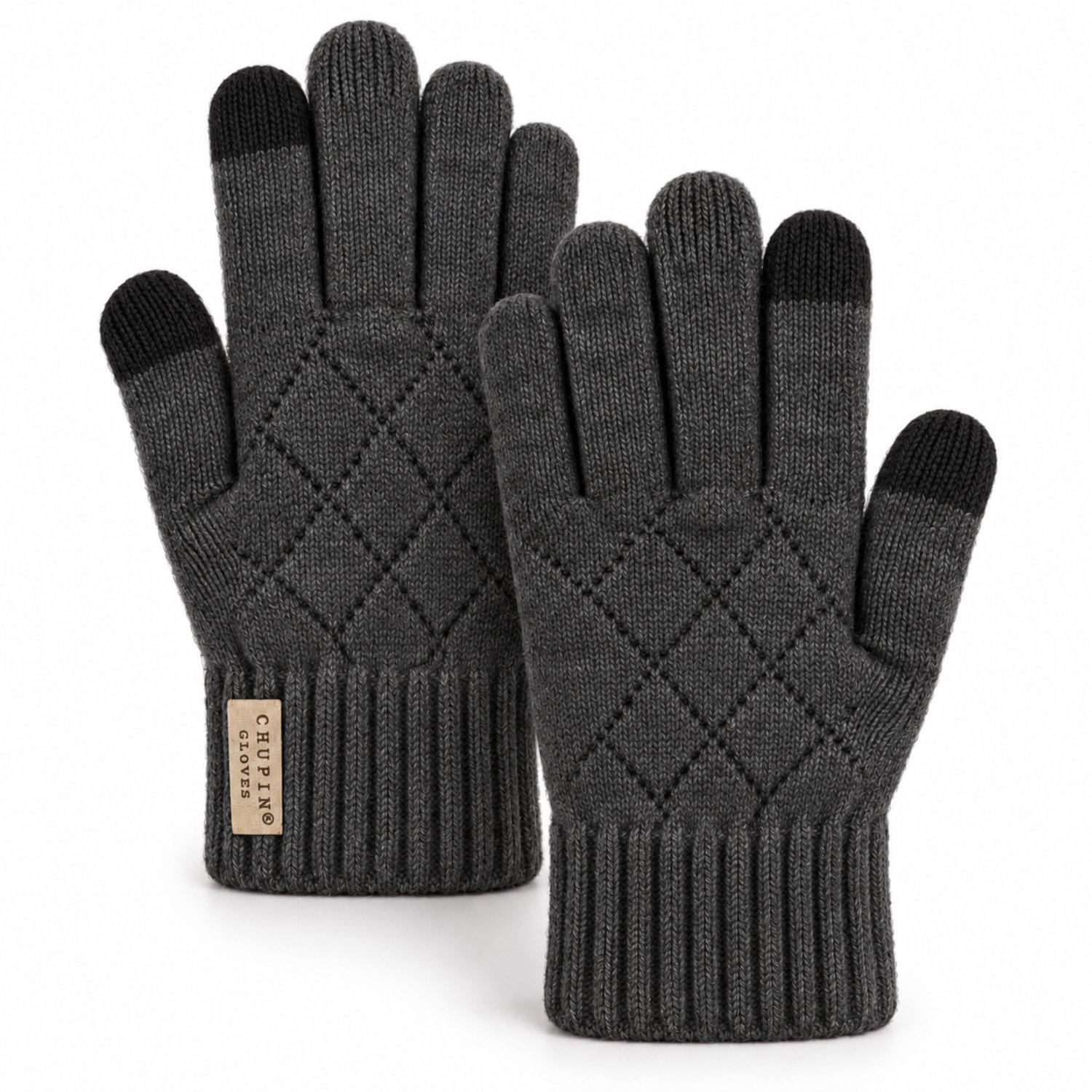 MoodLux Touchscreen Winter Handschoenen - 100% Zachte Acryl - Winddicht en Waterafstotend - Comfortabel One Size - Dames & Heren - Perfecte Pasvorm - Donker Grijs