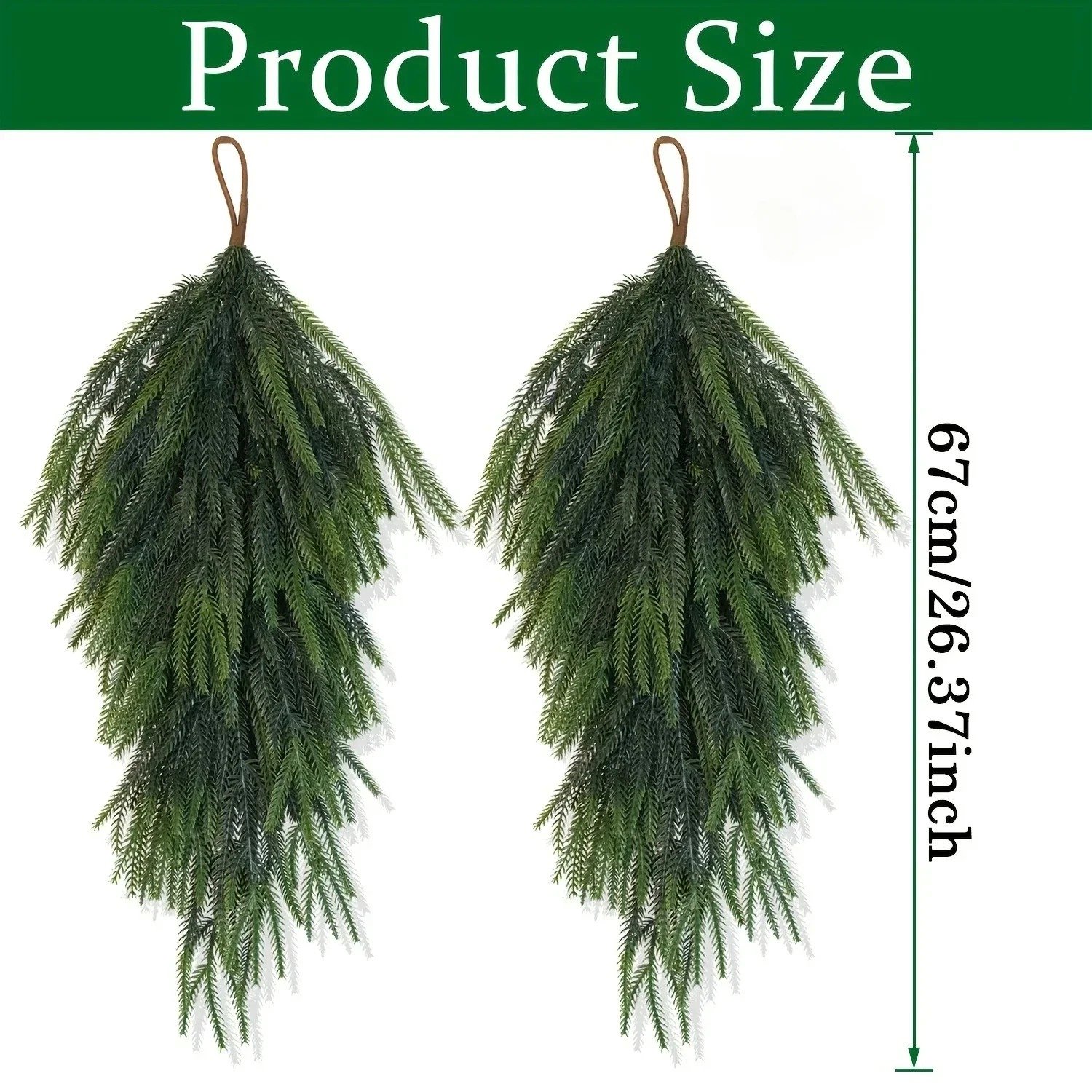 Cherrys Finds - 4 Stuks Dennetakken - Dennenslinger - Kunstmatige Dennennaalden Druppelvormige - Kerstversiering - Kerstversiering Buiten - Kerstversiering Binnen - Kerst Versiering Voor Buiten - Kerstversiering Voor Tegen Muur - Groen
