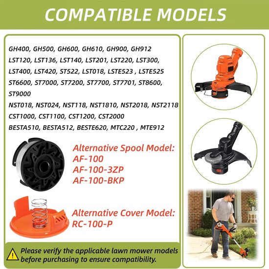 6 Stuks Vervangende Trimmer Spoelen AF-100 voor Diverse Modellen — afbeelding 3