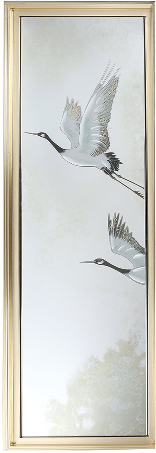 Van Manen Veenendaal BV Spiegel "Kraanvogel" goud/zwart hout 30x90x4cm wanddecoratie / Deco & Cadeau by Peters goed
