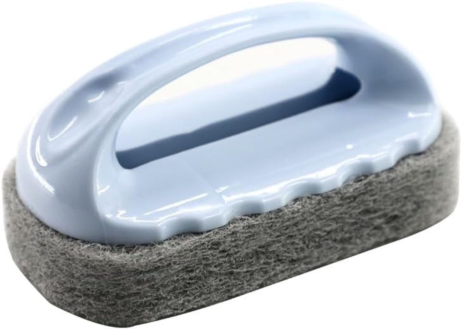 Schrobborstel met handvat, sponsborstel voor badkuip, tegels, aanrecht en kookplaat – Materiaal (Nordic Blue / grijs doek)