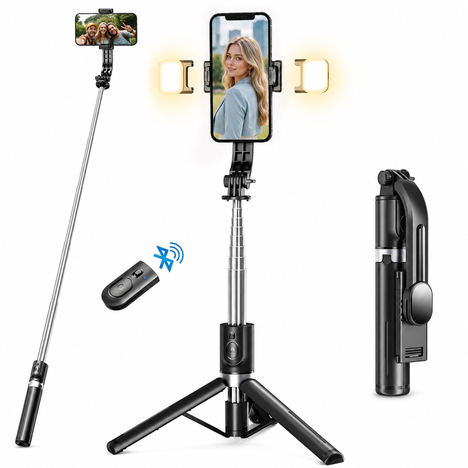 Averla - Telefoon Statief - 114 CM - Tripod - Afstandsbediening - Zwart