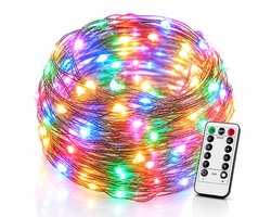 BOTC Lichtsnoer Binnen en Buiten Met Afstandsbediening - Fairy Lights 20 meter - 200 LED Lampjes Slinger - Soothe Lichtsnoer Binnen - Op Batterijen - Multicolor - Transparent